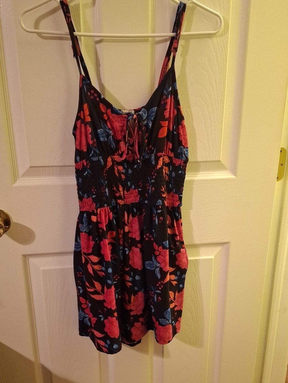 Rue21 Black Floral Cami Dress with Red & Blue Accents